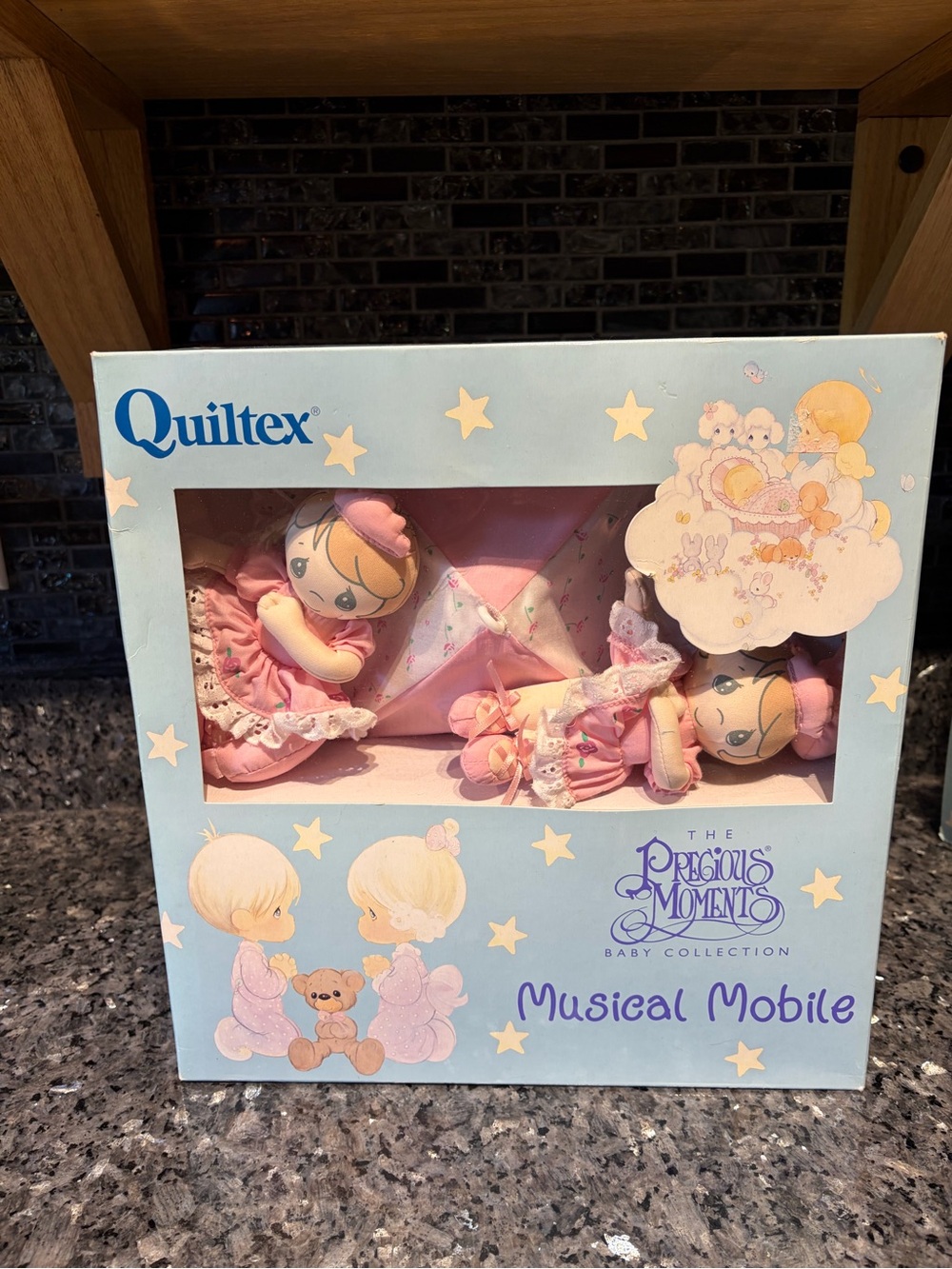 NIB 2001 Quiltex Precious Moments Baby Girl Crib Musical Mobile VTG Floral Pink